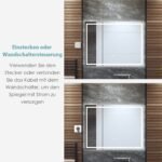 LED vonios veidrodis 80 x 60 cm su reguliuojamu ryškumu ir spalvos temperatūra (Sidabrinė)