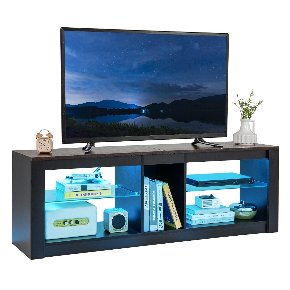 led-tv-konsole-12451_1_ TV spintelė su LED apšvietimu skirta iki 65 colių televizoriams (Juoda)