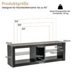 TV spintelė su LED apšvietimu skirta iki 65 colių televizoriams (Juoda)