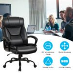 Reguliuojamo aukščio biuro kėdė su 360° pasukimo funkcija (Juoda)