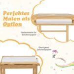 Vaikiškas medinis stalas su dvipuse plokšte ir daiktadėže (Natūrali)