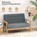 Dviejų vietų minkšta sofa su gummed medžio rėmu ir sagčių dizainu (Pilka)