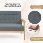 Dviejų vietų minkšta sofa su gummed medžio rėmu ir sagčių dizainu (Pilka)