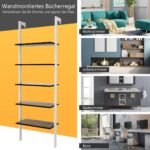 Laiptų tipo 5 pakopų lentyna su metaliniu rėmu (Balta)