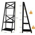 Kopėčių tipo medinė lentyna 4 pakopų (Juoda)