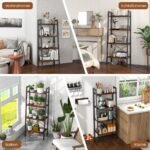 4 pakopų knygų lentyna su metaliniu rėmu (Rustikuota ruda)