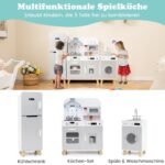 Daugiafunkcė vaikų žaidimų virtuvėlė su šaldytuvu ir skalbimo mašina (Pilka)