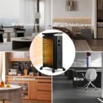 Nešiojamas elektrinis radiatorius su trimis šildymo režimais ir ratukais (Juoda)