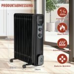Nešiojamas elektrinis alyvos šildytuvas su trimis šildymo režimais (Juoda)