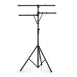 Nešiojamas šviestuvų stovas su T formos atrama (Juoda)