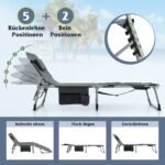 Sulankstoma lauko kėdė-gultas su reguliuojama atlošo ir kojų atrama (Pilka)