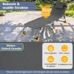 Sulankstoma lauko kėdė-gultas su reguliuojama atlošo ir kojų atrama (Pilka)