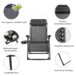 Sulankstomas lauko krėslas su puodelio laikikliu (Juoda)