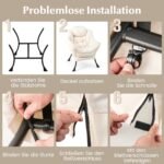 Ergonomiška poilsio kėdė su pakoja ir šonine kišene (Smėlio)