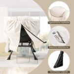 Ergonomiška poilsio kėdė su pakoja ir šonine kišene (Smėlio)