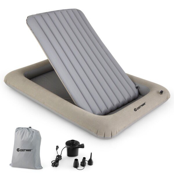 Pripučiamas vaikiškas kelioninis čiužinys su elektrine pompa (Pilka)