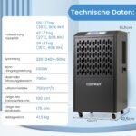 Galingas oro sausintuvas 118 L/parą našumas 24 val. laikmatis (Juoda)