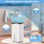 Drėgmės surinkėjas 50 L/parą 60 m² išmanaus valdymo (Balta ir juoda)