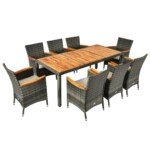 Valgomojo komplektas su stalu ir aštuoniomis kėdėmis (Pilka)