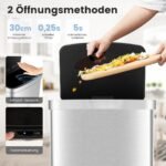 Automatinis 50 litrų nerūdijančio plieno šiukšliadėžė su jutikliu (Sidabrinė)