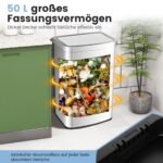 Automatinis 50 litrų nerūdijančio plieno šiukšliadėžė su jutikliu (Sidabrinė)