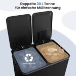 Dvigubas konteineris atliekoms su pedalu (Juoda)