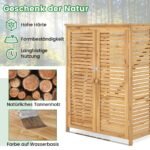 Medinis šiukšliadėžių namelis su dangčiu ir dvivėrėmis durimis (Natūrali)