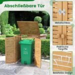 Medinis šiukšliadėžių namelis su dangčiu ir dvivėrėmis durimis (Natūrali)