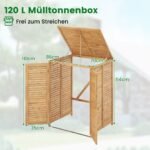 Medinis šiukšliadėžių namelis su dangčiu ir dvivėrėmis durimis (Natūrali)