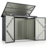 Dvigubas metalinis stogelis konteineriams su 2 durimis (Juoda)