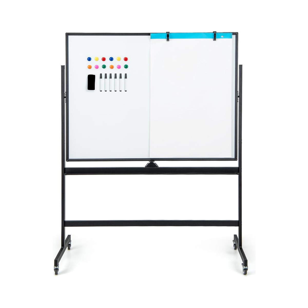 magnetisches-whiteboard-cb10566bk_1_ Dvipusė mobilioji lenta 120 x 90 cm su stovu ir rašymo priemonių laikikliu (Juoda)