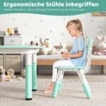 Reguliuojamo aukščio vaikiškas stalas su piešimo paviršiumi ir 4 kėdėmis (Žalia)