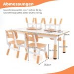 Reguliuojamo aukščio vaikiškas stalas su keturiomis kėdėmis ir piešinių stalviršiu (Natūrali)