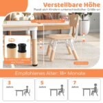 Reguliuojamo aukščio vaikiškas stalas su keturiomis kėdėmis ir piešinių stalviršiu (Natūrali)