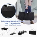 Nešiojamas manikiūro stalas su rankos atrama ir krepšiu (Juoda)