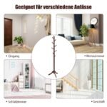 Stovimas drabužių kabyklas su 8 kabliukais medinis reguliuojamo aukščio (Ruda)