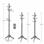 Pastatoma drabužių kabyklos stovas su 9 kabliukais ir reguliuojamu aukščiu (Pilka)