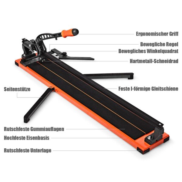 Profesionalus plytelių pjaustytuvas su lenkta rankena (Oranžinė)
