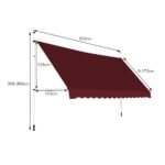 Ištraukiama markizė be gręžimo 350 cm (Raudona)