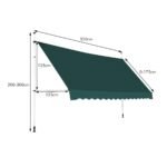Ištraukiama markizė be gręžimo 350 cm pločio su aukščio reguliavimu (Žalia)