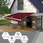 Įtraukiama markizė su rankena 3 6 m x 3 m (Vyno raudona)