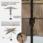 Vėjui atsparus trijų pakopų skėtis su rankenėle (Ruda)