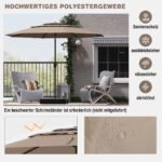 Vėjui atsparus trijų pakopų skėtis su rankenėle (Ruda)