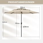 Sodo skėtis nuo saulės su rankenėle 300 cm (Smėlio)