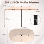 Dvigubas skėtis nuo saulės su LED apšvietimu (Smėlio)