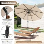 Trijų aukštų skėtis su atlenkiamu mechanizmu ir rankenėle (Smėlio)