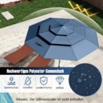 Trijų pakopų skėtis su šoninio kampo reguliavimu ir rankenėle (Tamsiai mėlyna)