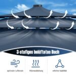 Trijų pakopų skėtis su šoninio kampo reguliavimu ir rankenėle (Tamsiai mėlyna)