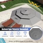 Sodo skėtis su šonine atramine koja ir pilkos spalvos rankena (Pilka)