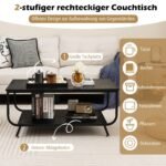 Stačiakampis dviejų lygių kavos staliukas 105 x 55 x 46 5 cm (Juoda)